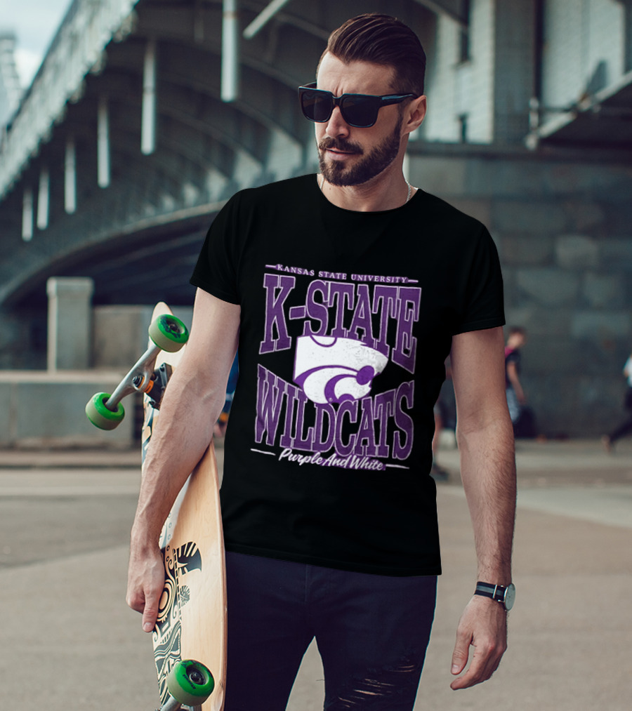 Kansas State University K State Wildcats Purple And White T-Shirt