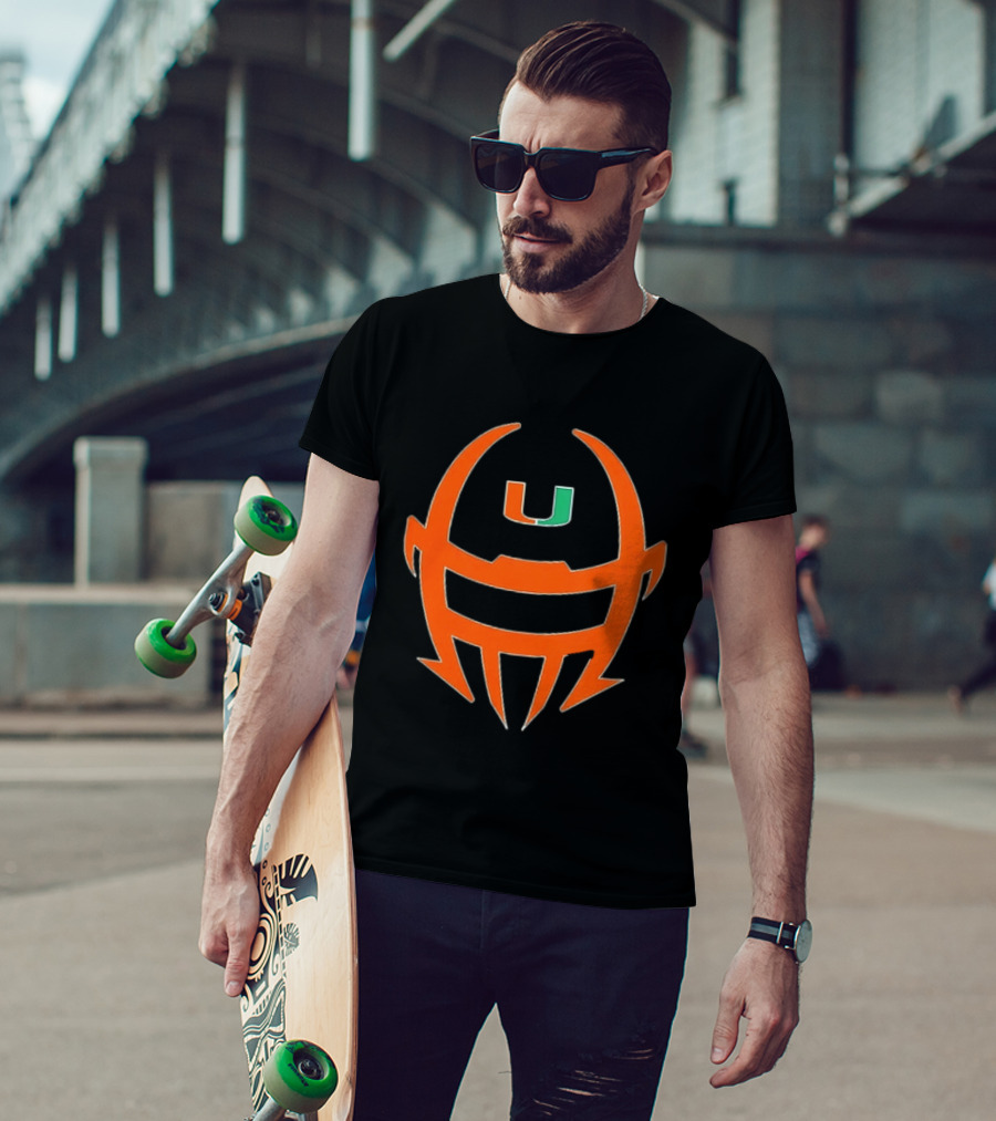 Miami Hurricanes Football Helmet Shape NCAA U T-Shirt