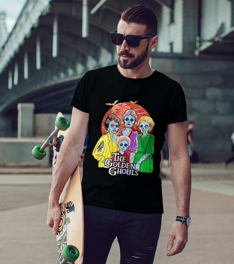 Halloween Zombie The Golden Ghouls Bat Moon T-Shirt
