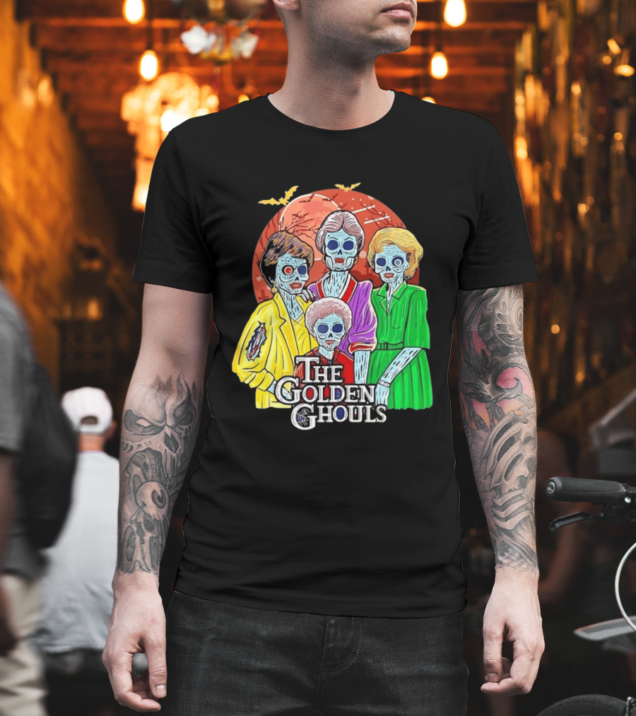 Halloween Zombie The Golden Ghouls Bat Moon T-Shirt