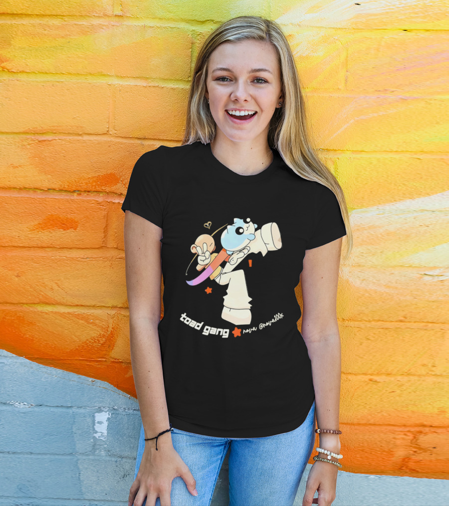 Toad Gang By Nova Nova100x Cartoon Character Peace Sign Colorful T-Shirt