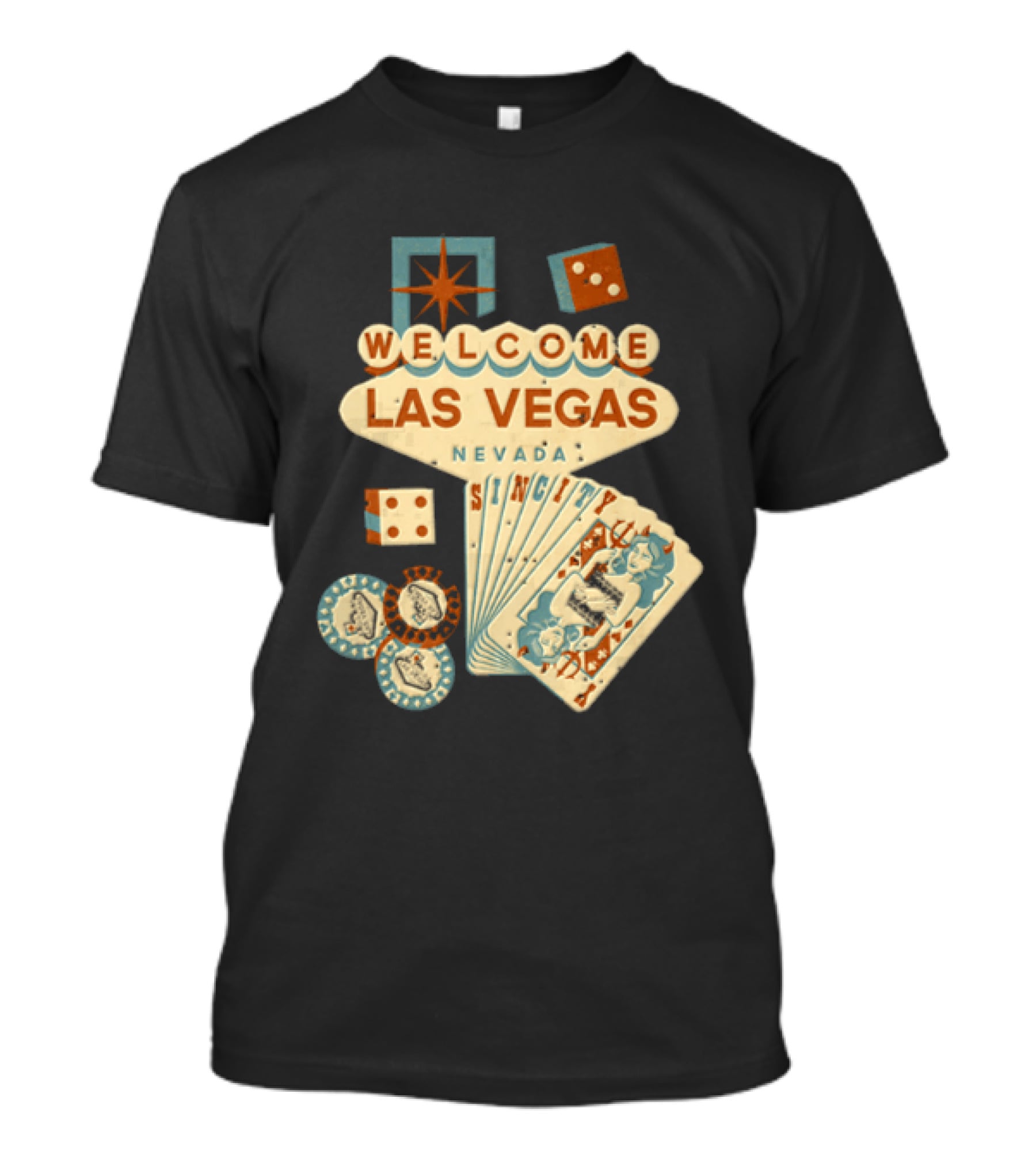 Welcome Las Vegas Nevada Sign With Casino Poker Cards And Dice T-Shirt