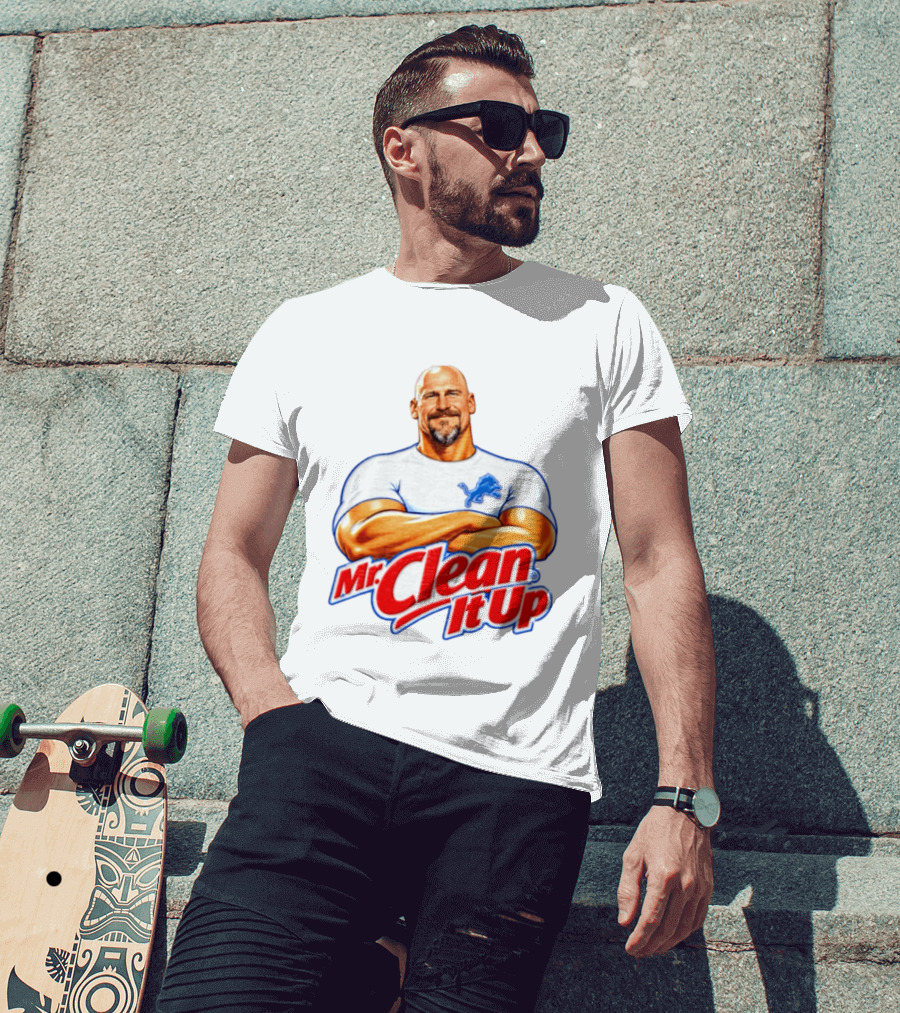 Dan Campbell Mr Clean It Up Detroit Lions Exclusively T-Shirt