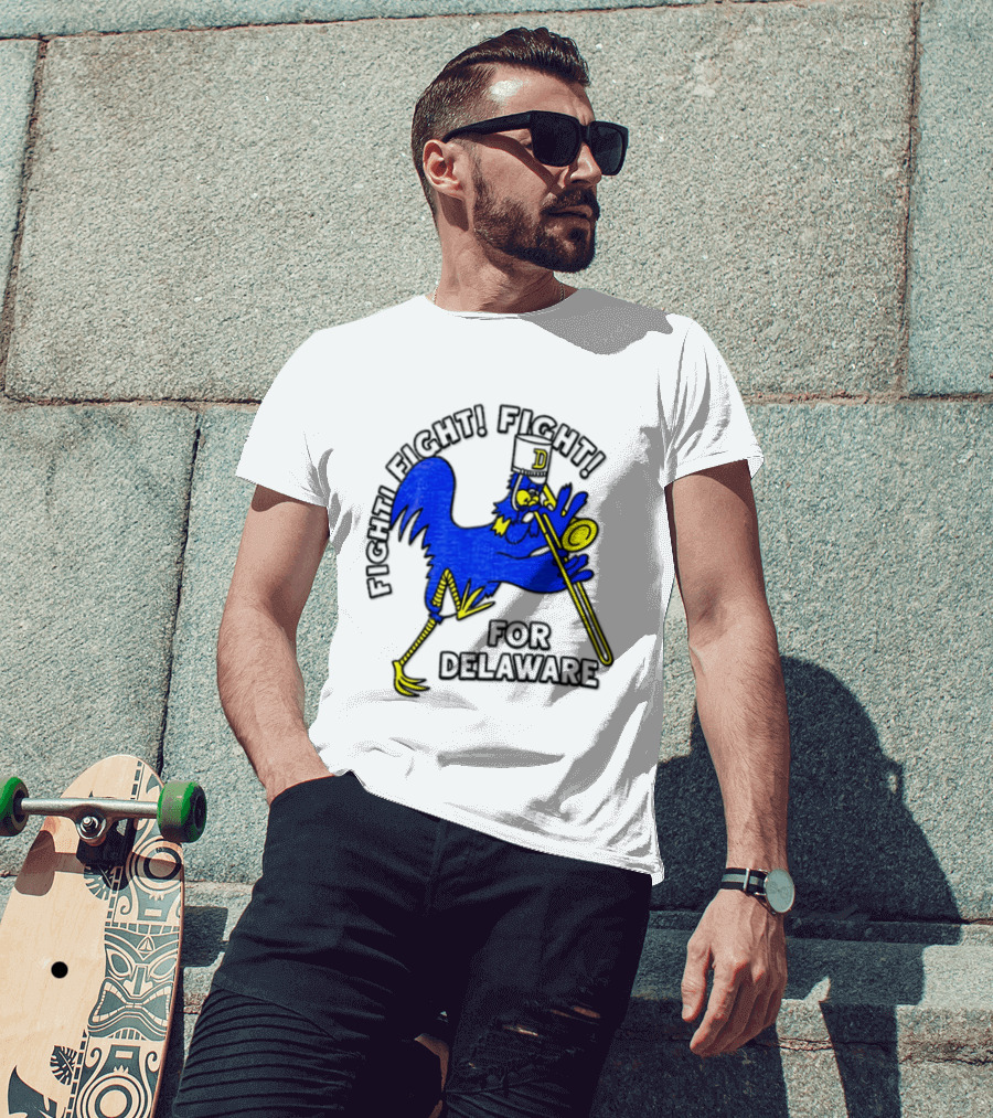 Delaware Blue Hens Fight Fight Fight For Delaware Chicken Trombone T-Shirt