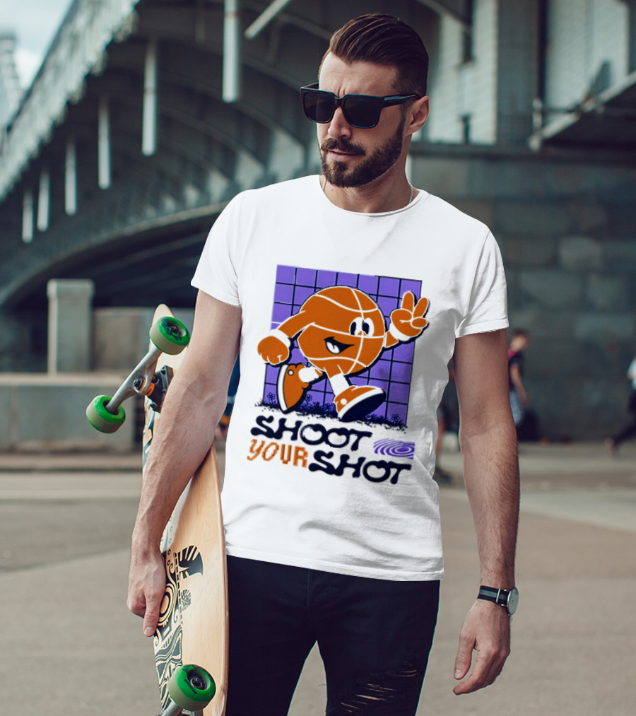 Shoot Your Shot Retro Basketball Character Peace Sign T-Shirt
