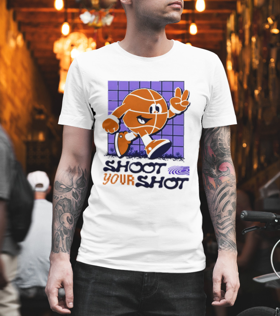 Shoot Your Shot Retro Basketball Character Peace Sign T-Shirt