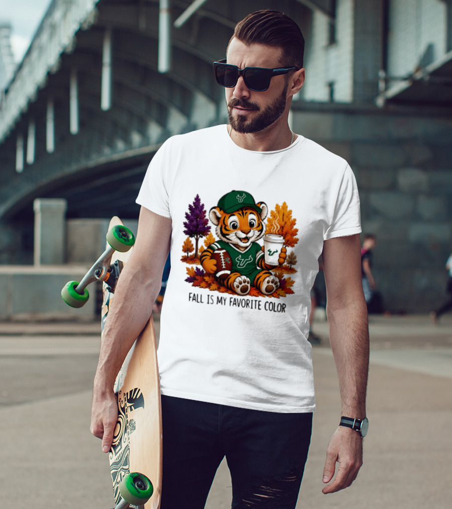 South Florida Bulls Fall Is My Favorite Color Football Tiger Cozy Autumn Vibes T-Shirt
