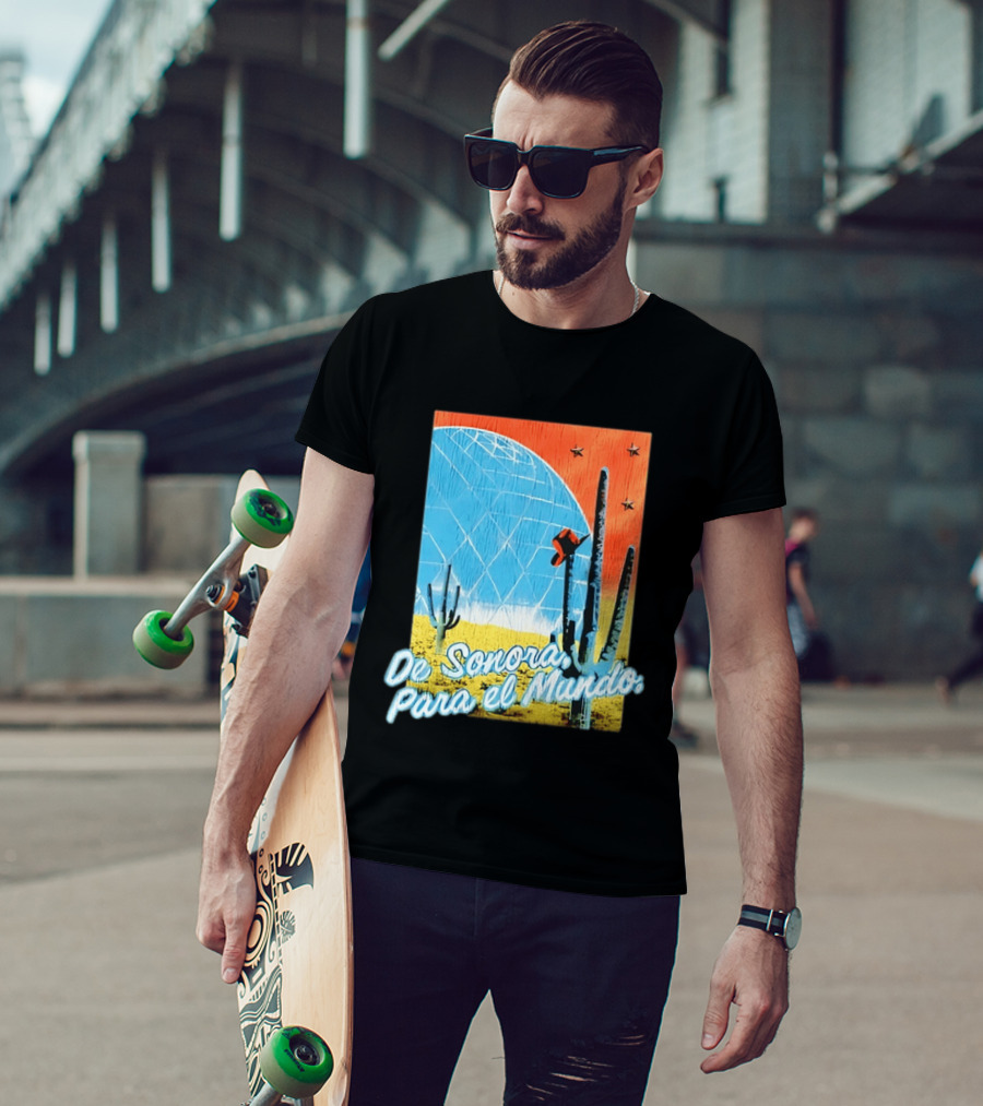 De Sonora Para El Mundo Cactus Desert Scene With Dome And Stars T-Shirt