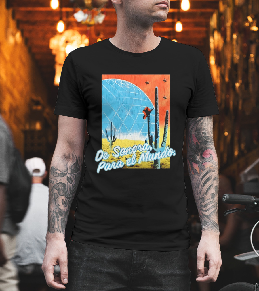 De Sonora Para El Mundo Cactus Desert Scene With Dome And Stars T-Shirt