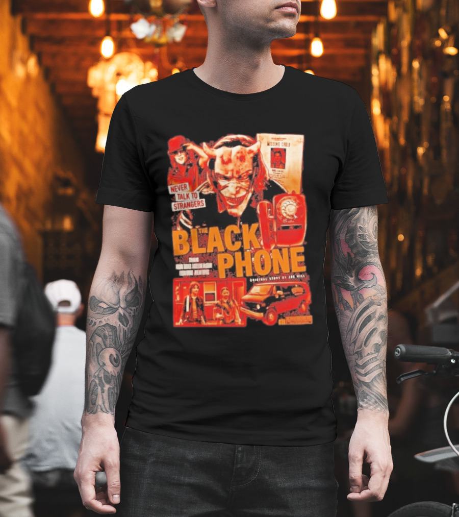 Never Talk To Strangers The Black Phone Original Story By Joe Hill Missing Child Red Phone Horror T-Shirt