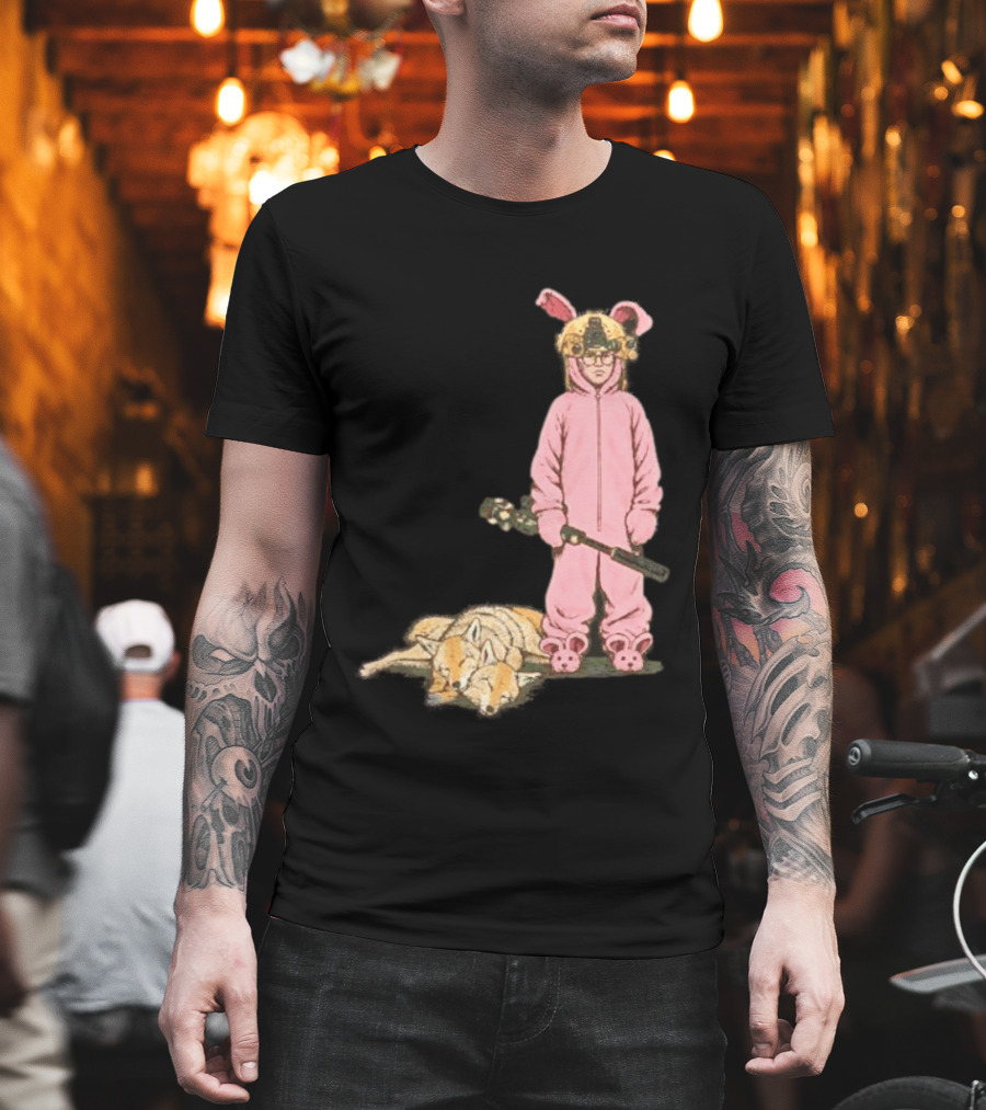 Pink Nightmare Bunny Suit Coyote Hunting Sniper T-Shirt