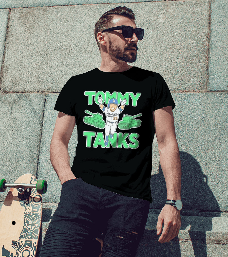 Tommy Tanks Los Angeles Dodgers 25 MLB Baseball Player In Uniform With Green Tanks T-Shirt