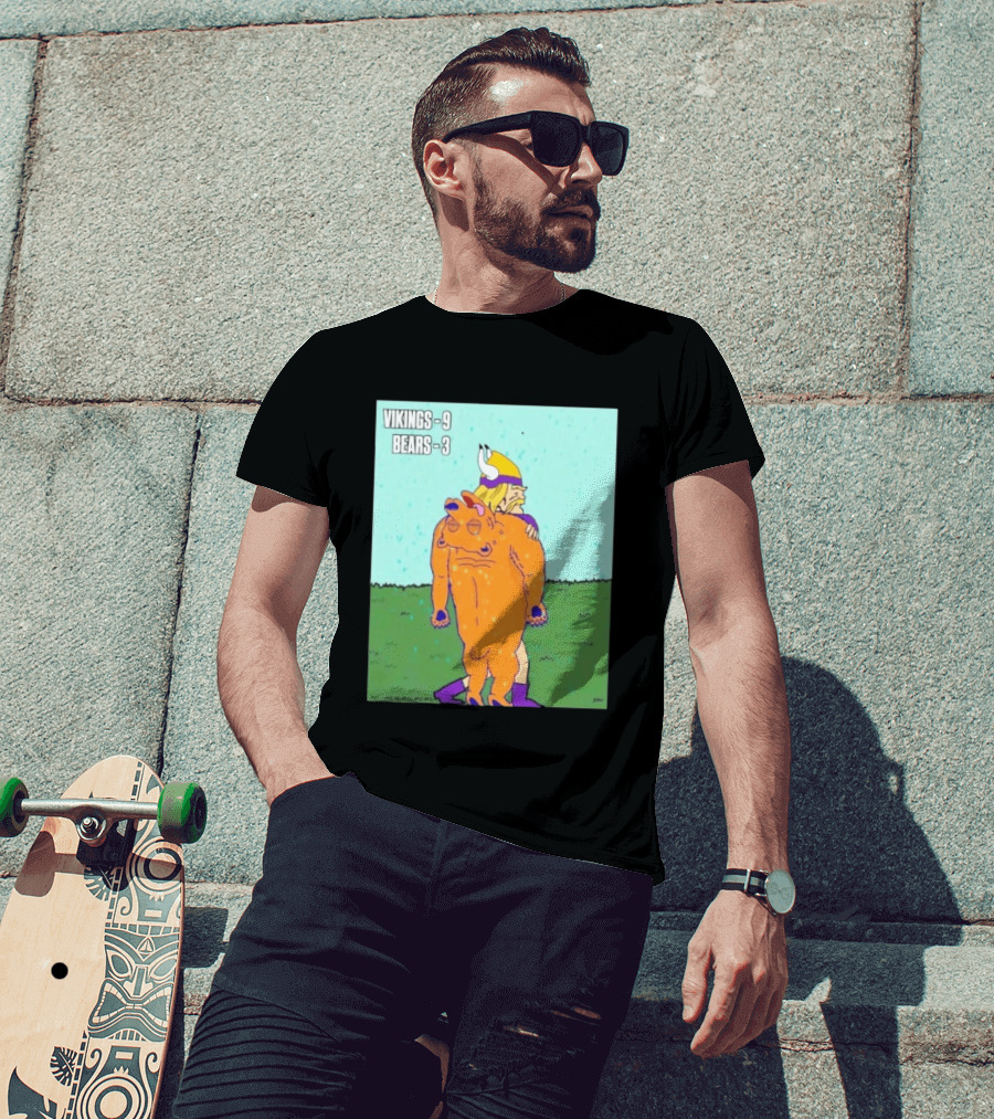 Vikings 9 Bears 3 Cartoon Sports Rivalry Image T-Shirt