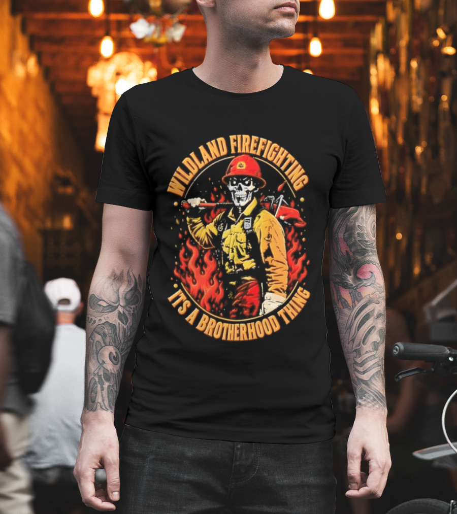 Wildland Firefighting Brotherhood Flames And Tools T-Shirt