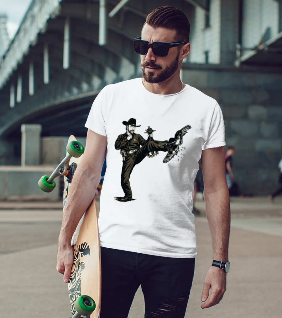 Chuck Norris Roundhouse Kick Duck Hunting Action T-Shirt