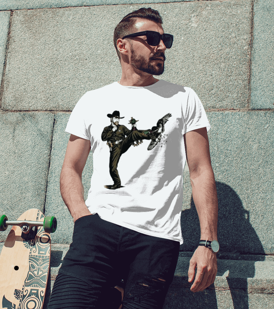 Chuck Norris Roundhouse Kick Duck Hunting Action T-Shirt