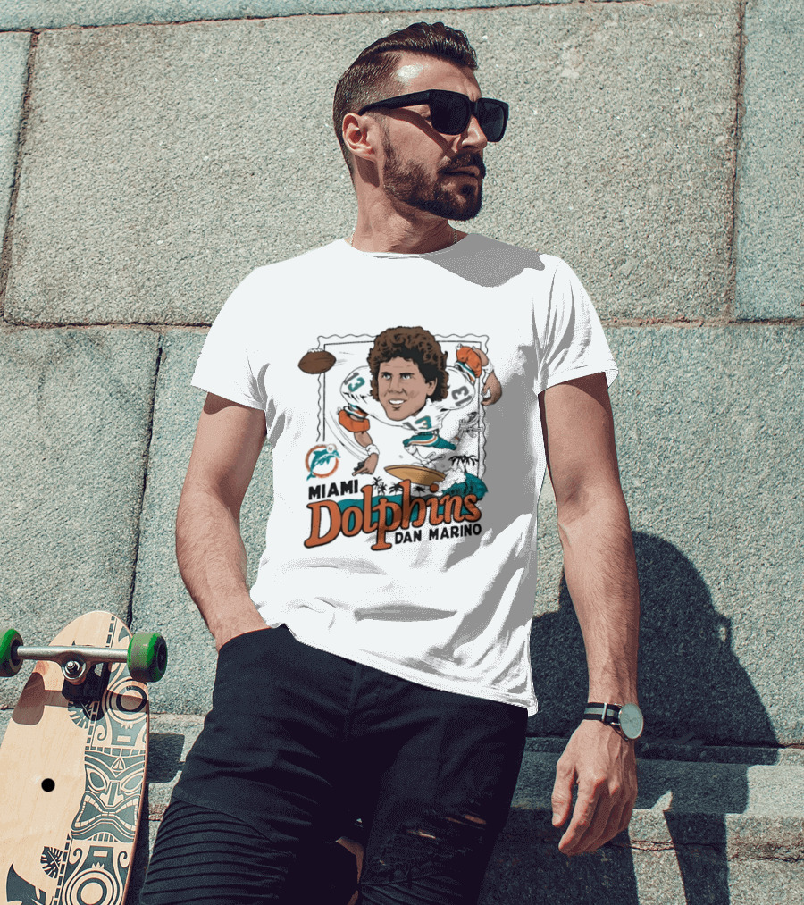 Dan Marino Miami Dolphins Caricature Homage Player Football T-Shirt