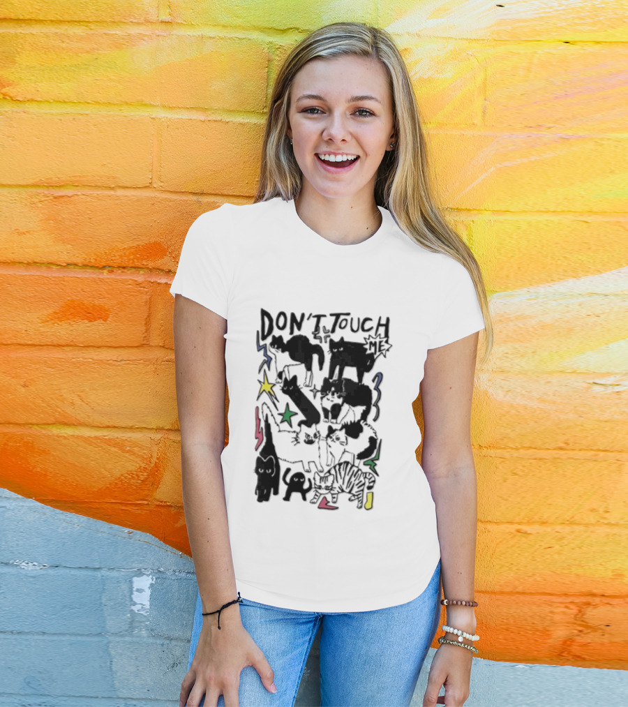 DON'T TOUCH ME Multiple Cats Stars Lightning T-Shirt
