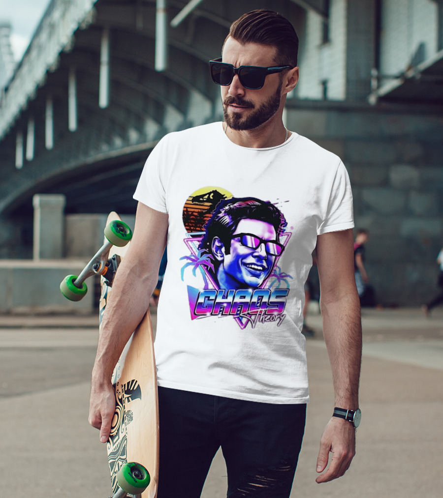 Jurassic Park Jeff Goldblum Chaos Theory Retro Neon T-Shirt
