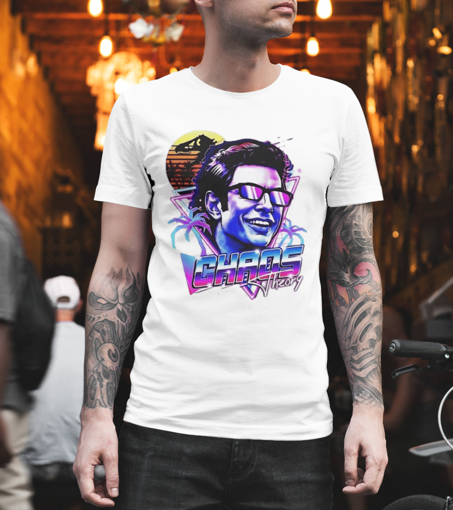 Jurassic Park Jeff Goldblum Chaos Theory Retro Neon T-Shirt