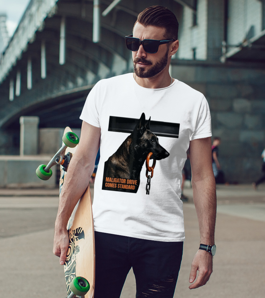 Maligator Drive Comes Standard Belgian Malinois Iron Bar Handler T-Shirt