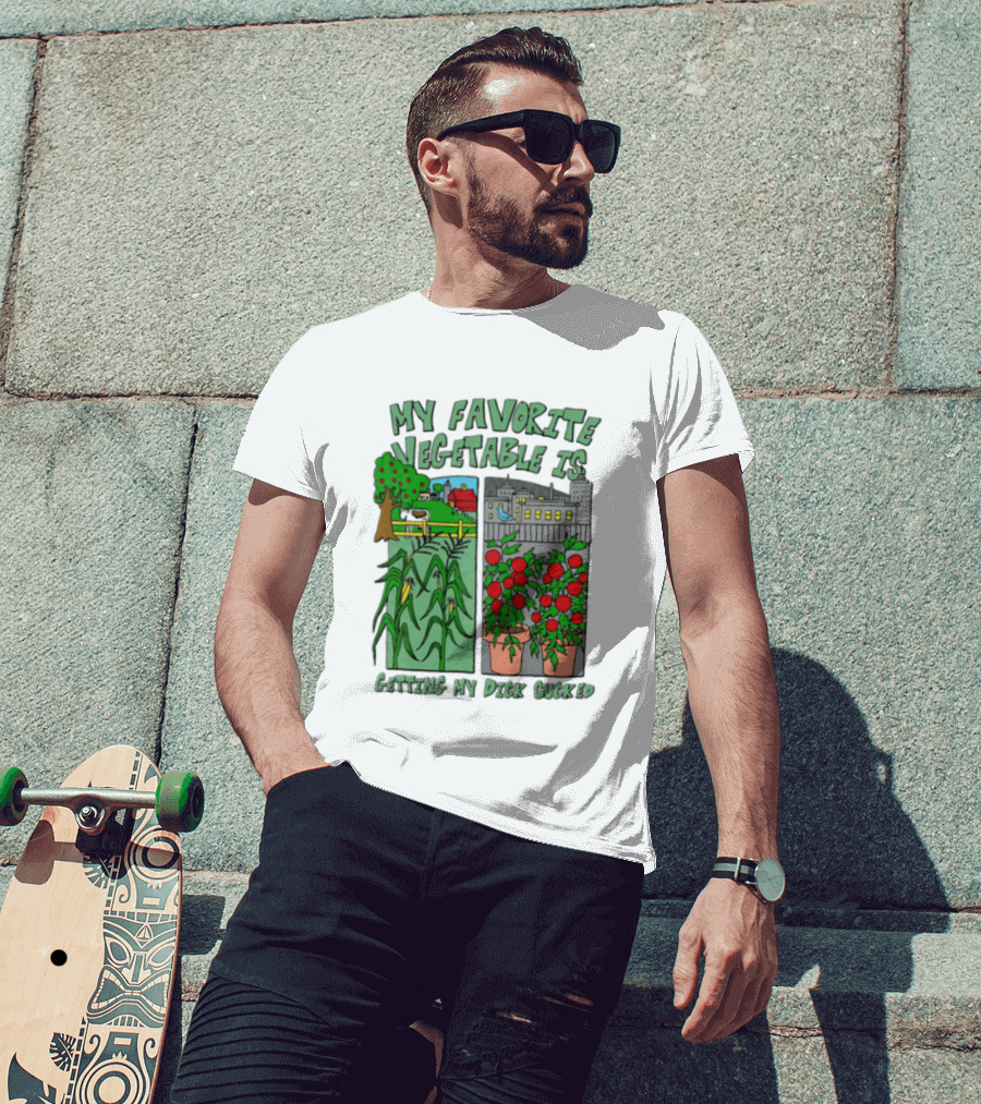 My Favorite Vegetable Is Getting My Dick Sucked Farm Scene City Rooftop Tomato Plants T-Shirt