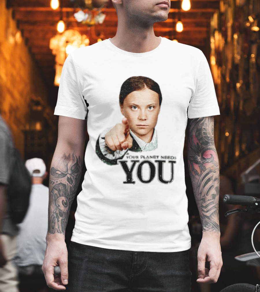 Your Planet Needs You Girl Pointing Iconic Call To Action T-Shirt
