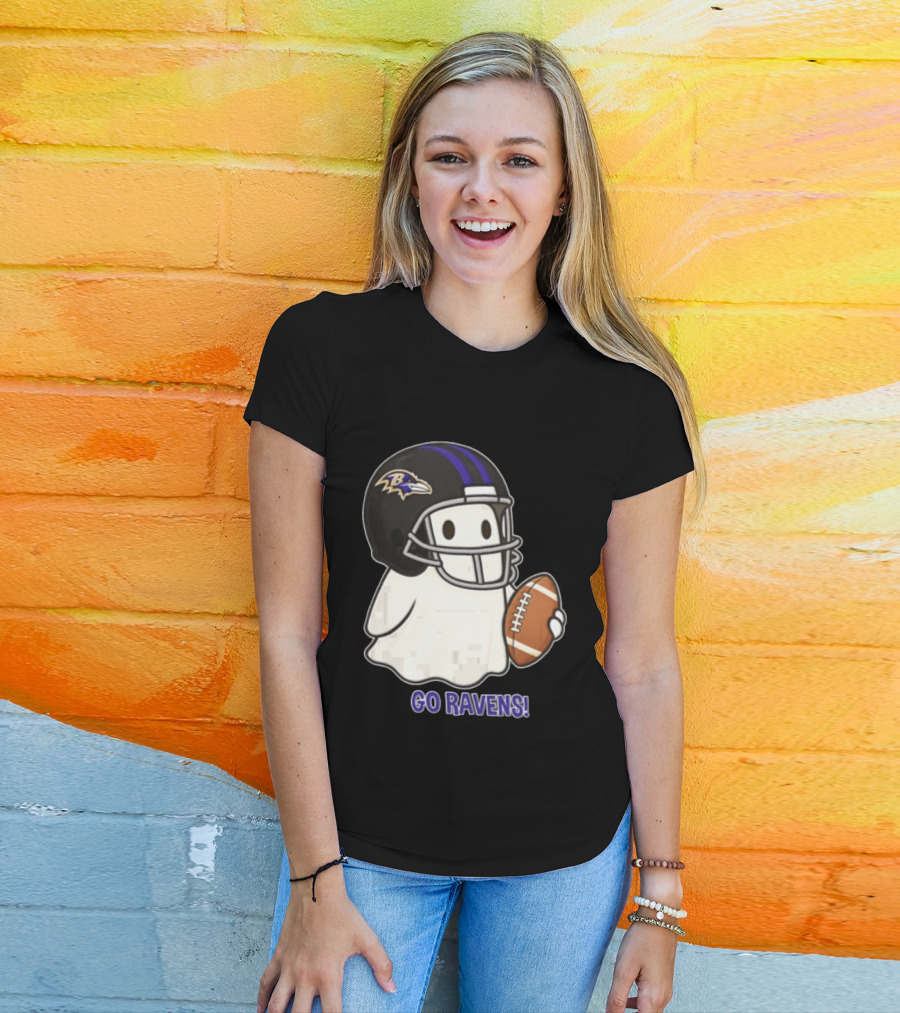 Baltimore Ravens Ghost In Football Helmet Go Ravens Football T-Shirt