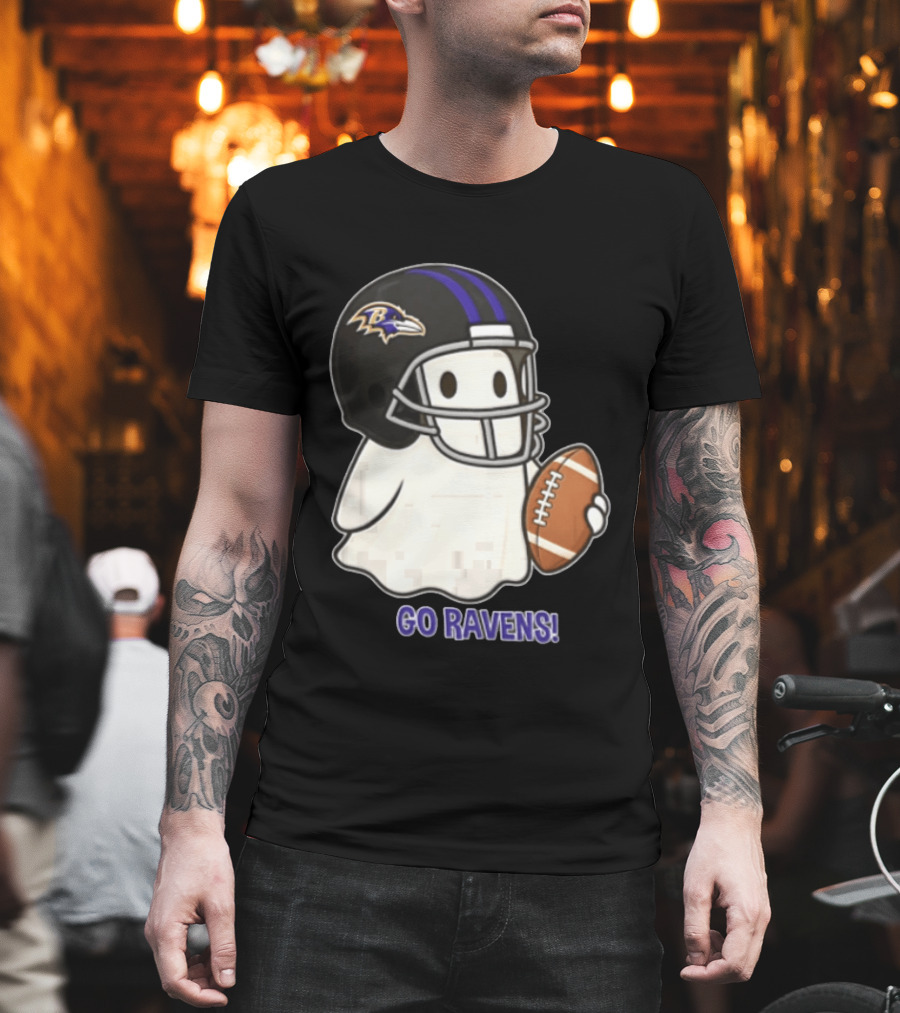 Baltimore Ravens Ghost In Football Helmet Go Ravens Football T-Shirt
