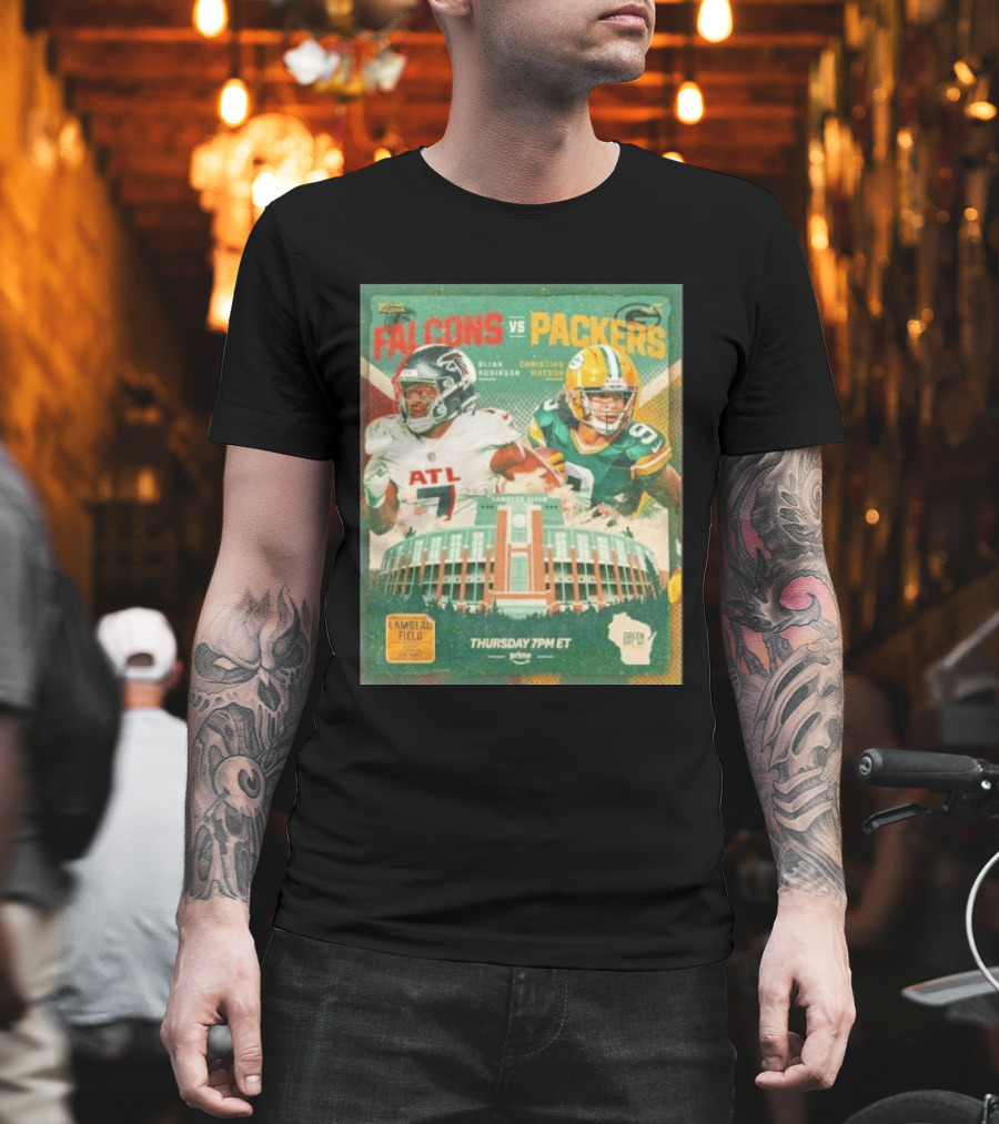 Bijan Robinson Christian Watson Falcons Vs Packers Lambeau Field Thursday 7PM ET Prime 2026 T-Shirt