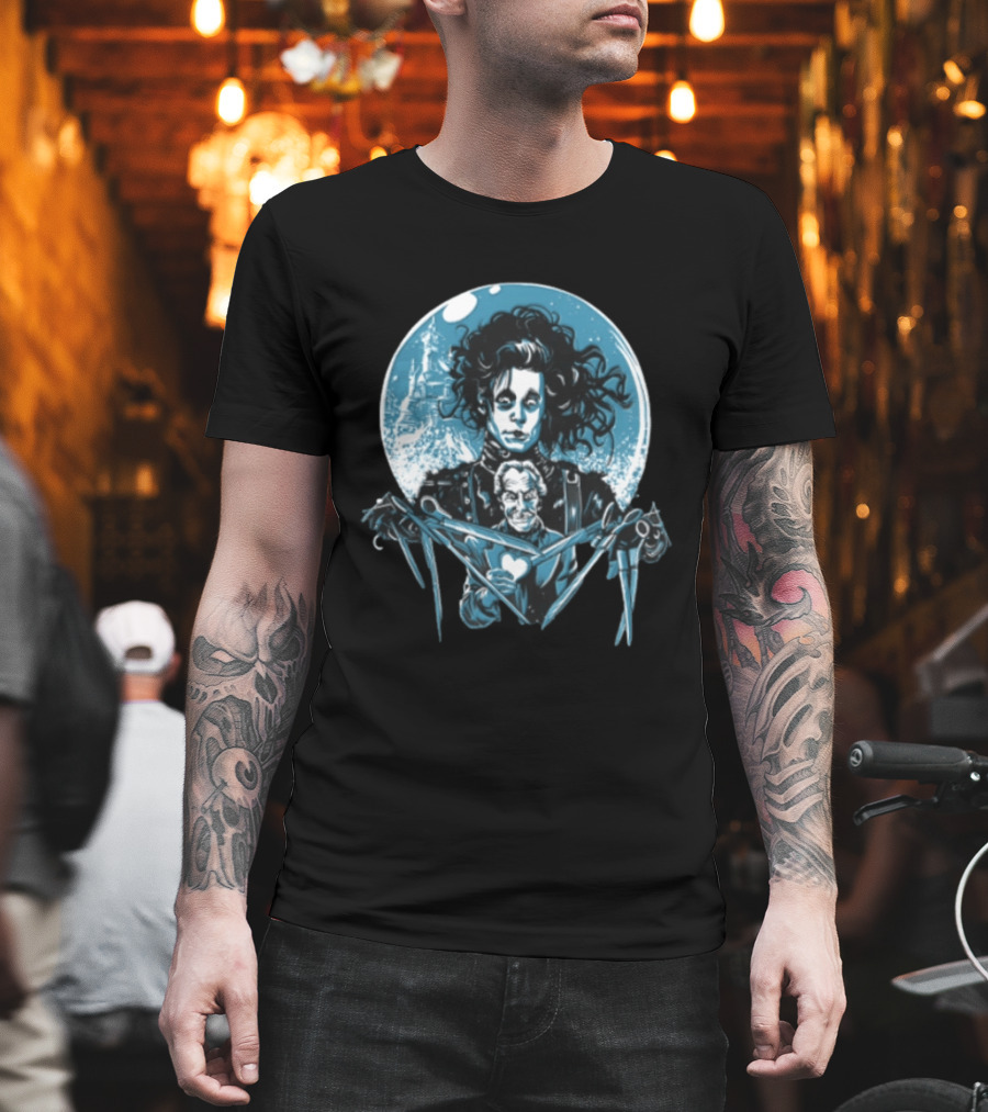 Edward Scissorhands Iconic Johnny Depp Vincent Price Heart Scissors Image T-Shirt