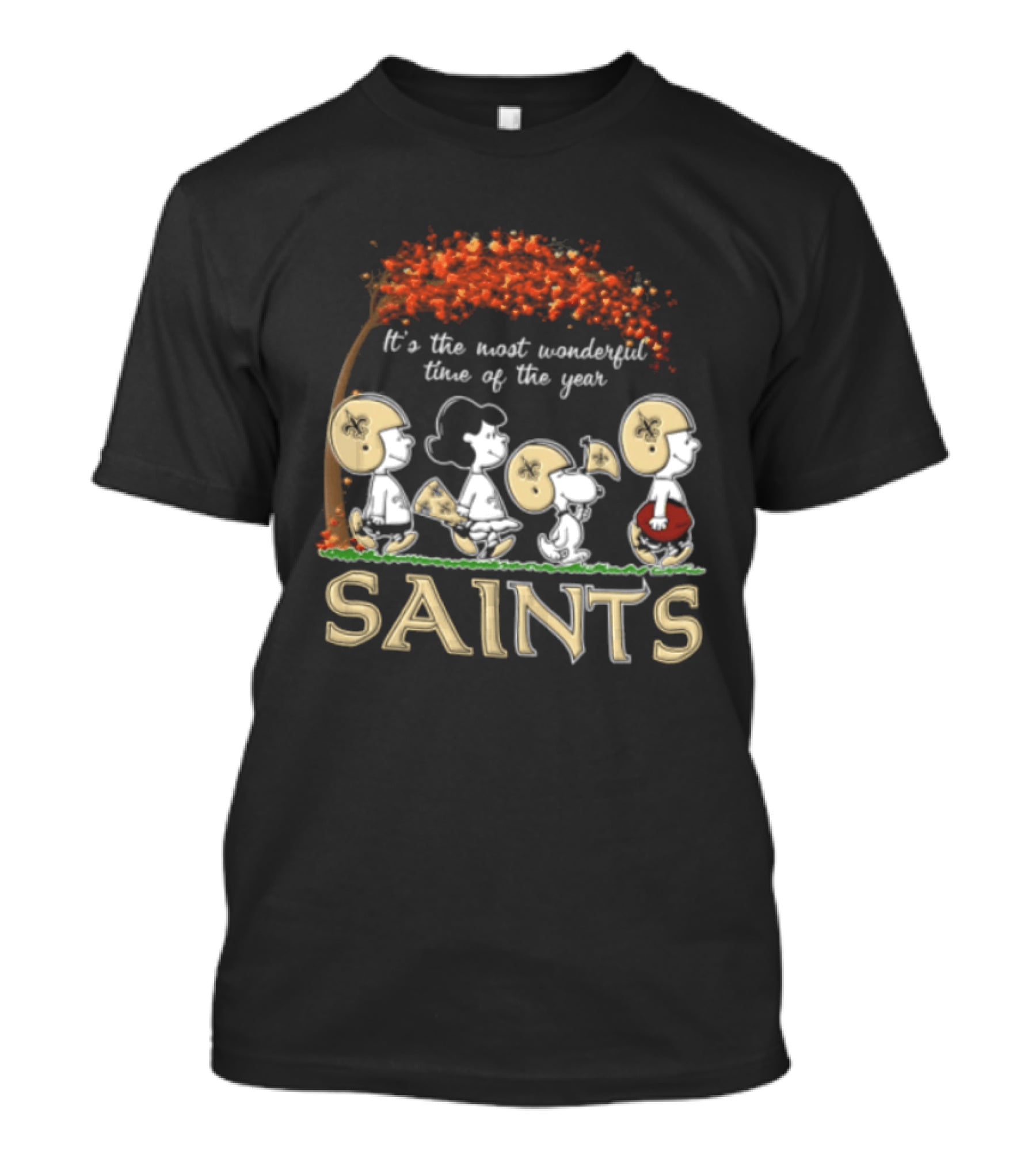 New Orleans Saints Charlie Brown Snoopy It's The Most Wonderful Time Of The Year T-Shirt