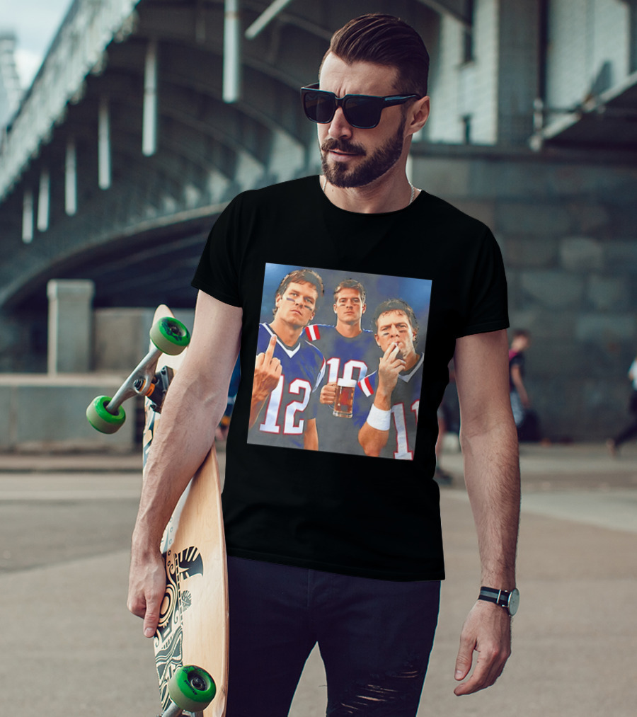 Tom Brady Drake Maye Drew Bledsoe New England Patriots Beer Middle Finger T-Shirt