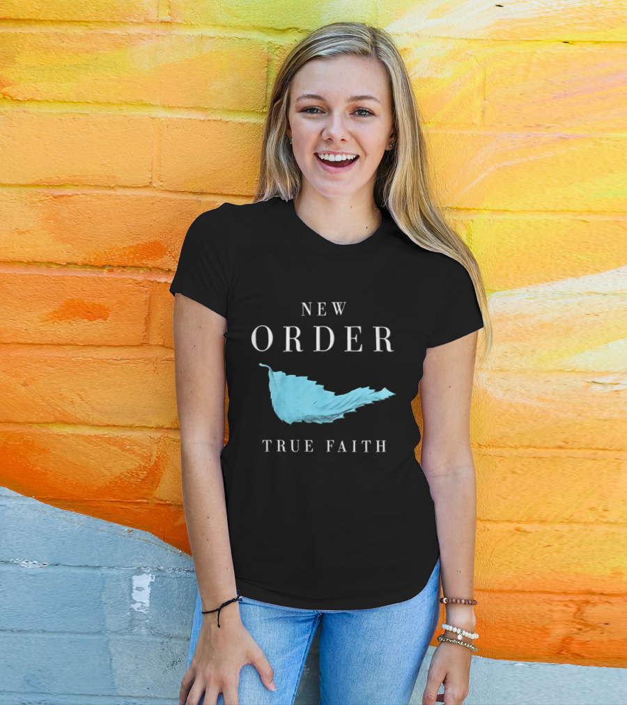 New Order True Faith Blue Leaf Black T-Shirt