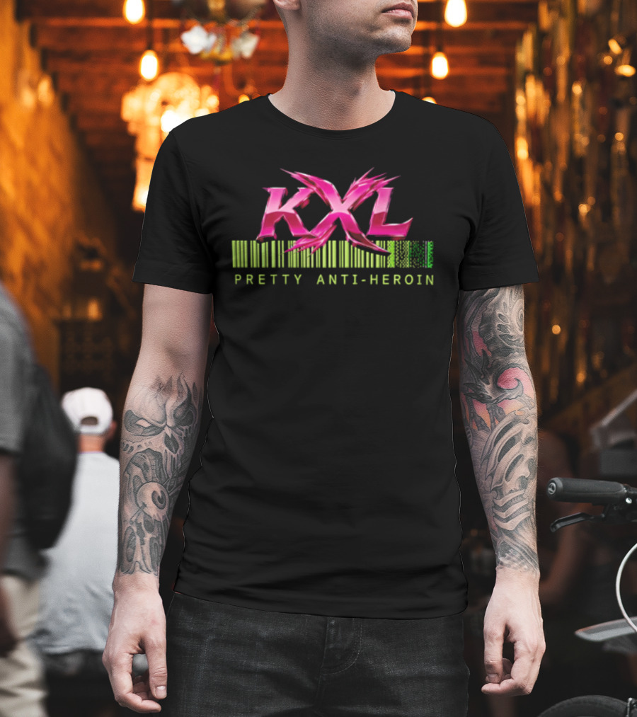KXL Pretty Anti Heroin Pink Metallic Barcode T-Shirt