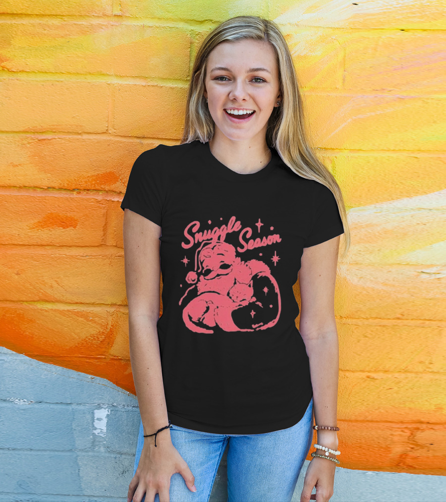 Snuggle Season Santa Claus Christmas Cat T-Shirt