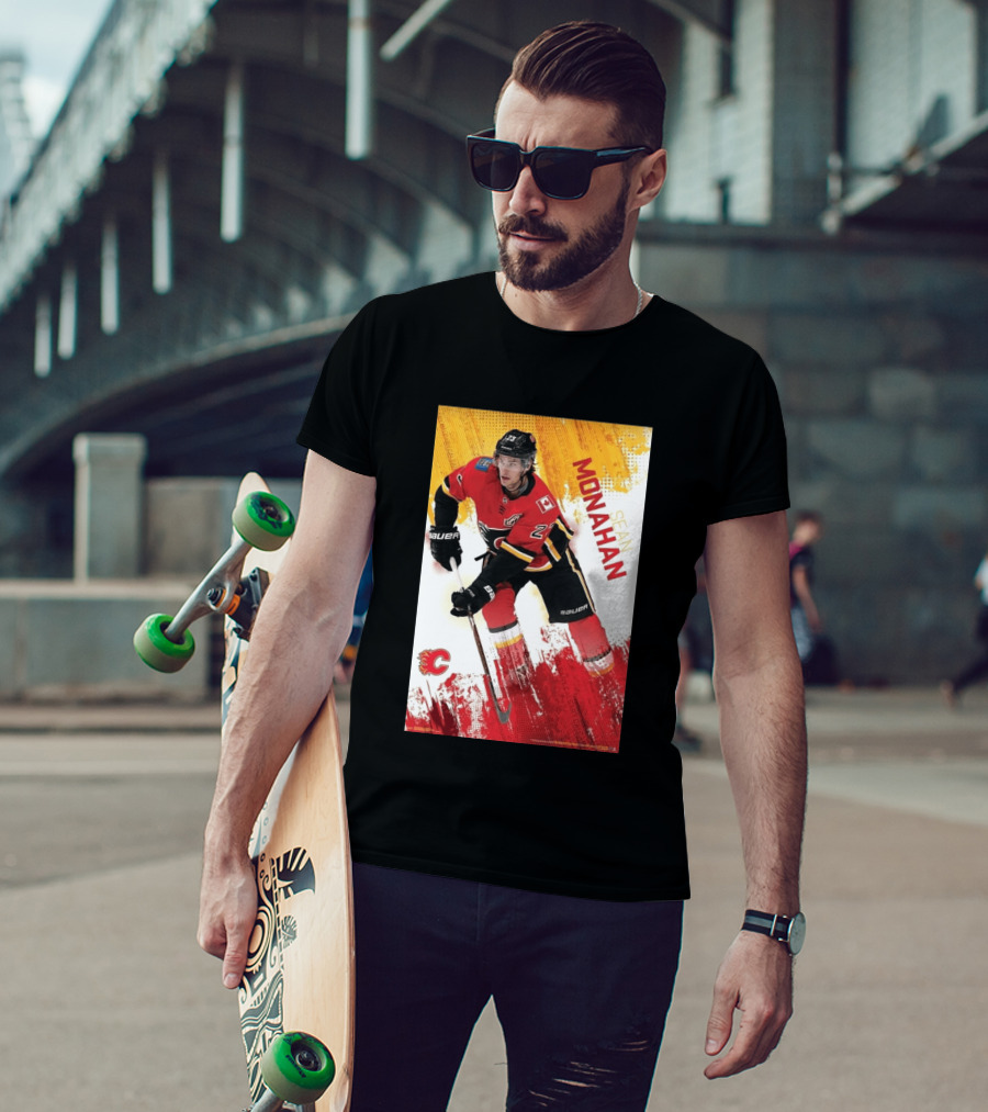 Sean Monahan Calgary Flames NHL Hockey Action T-Shirt