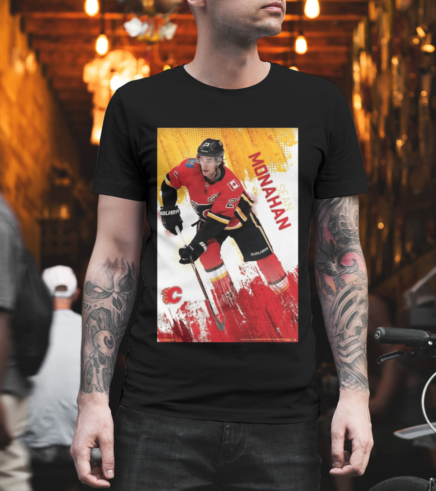 Sean Monahan Calgary Flames NHL Hockey Action T-Shirt