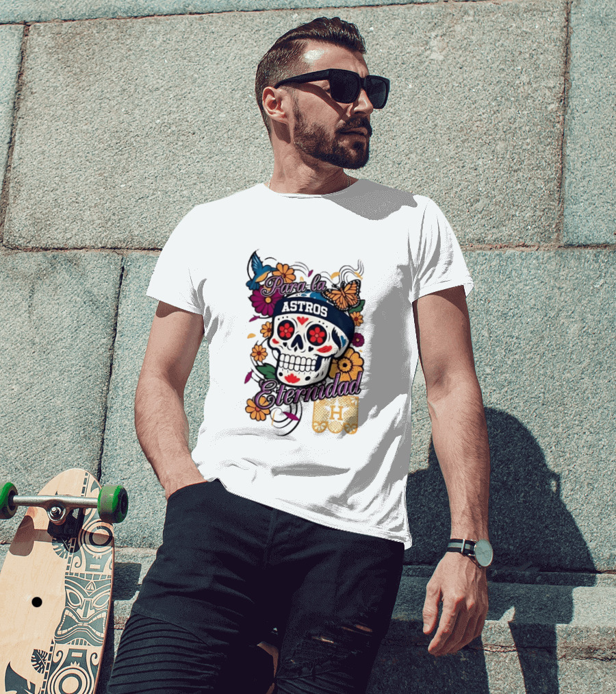 Houston Astros Para La Eternidad Sugar Skull Día De Los Muertos T-Shirt