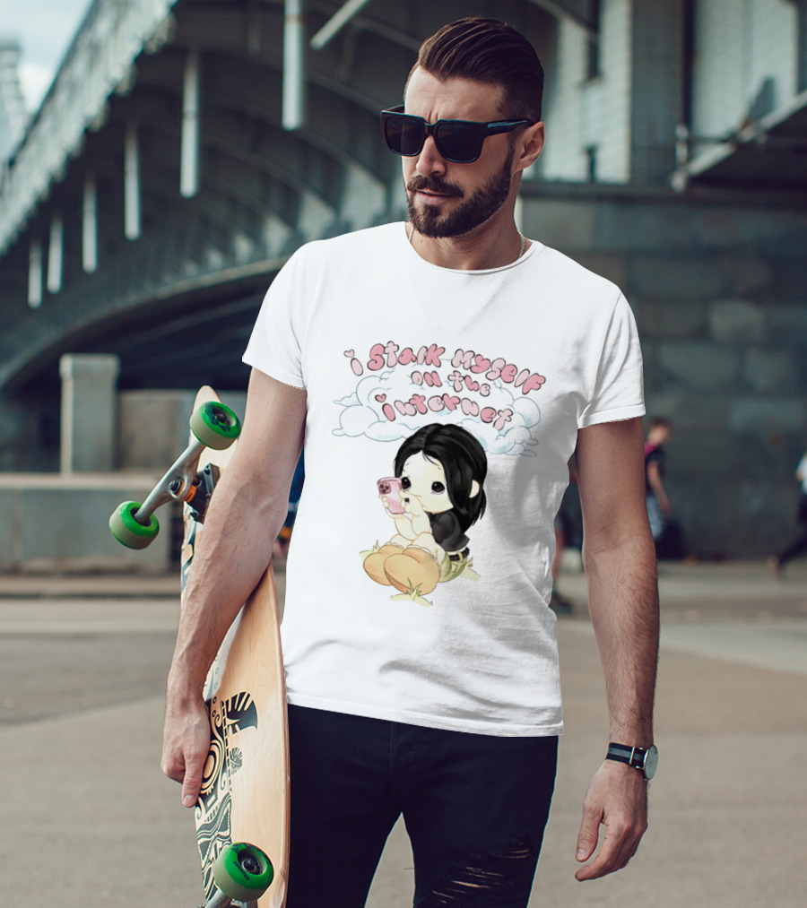 I Stalk Myself On The Internet Cute Cartoon Character With Phone T-Shirt