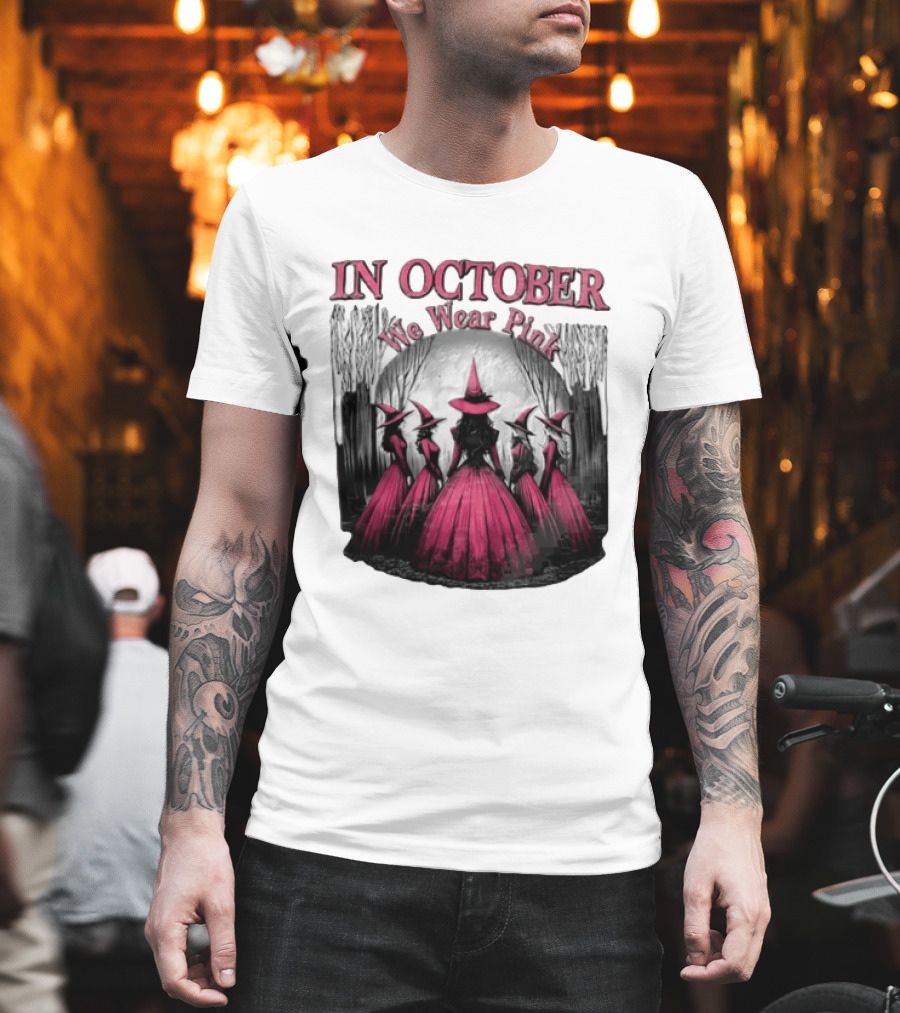 In October We Wear Pink Five Witches Pink Dresses Forest Moon T-Shirt