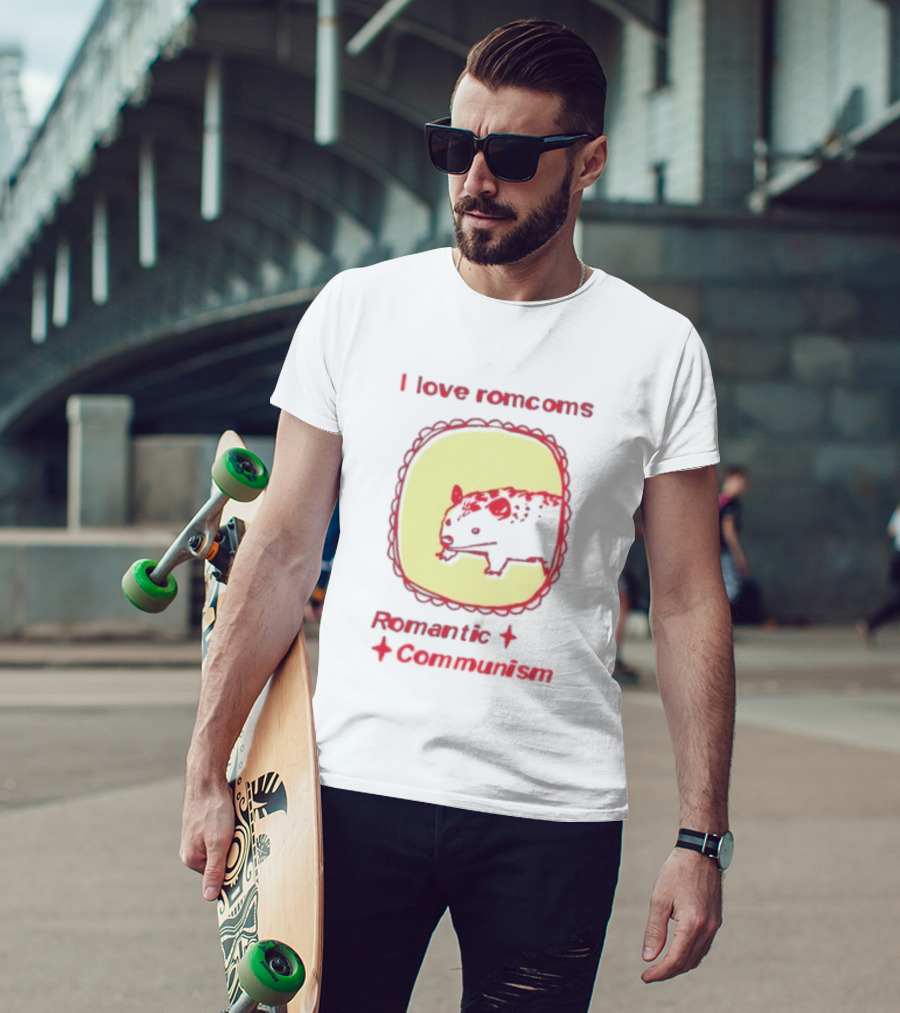 Opossum I Love Romcoms Romantic Communism T-Shirt