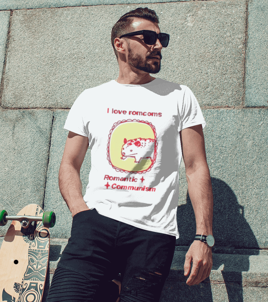 Opossum I Love Romcoms Romantic Communism T-Shirt