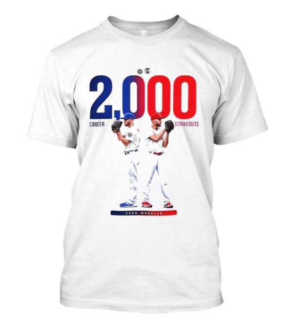 Zack Wheeler 2000 Career Strikeouts NY Mets Philadelphia Phillies T-Shirt