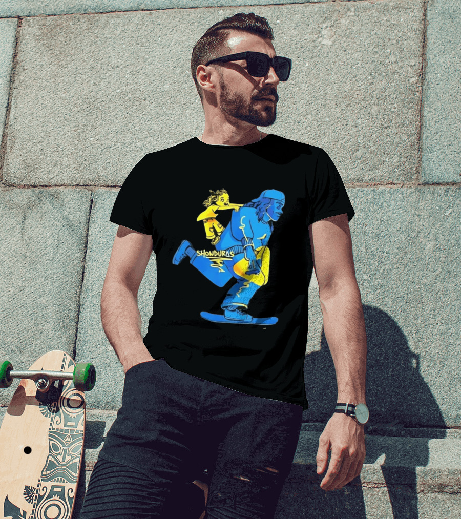 Shonduras Skateboard Skater Yellow Blue T-Shirt