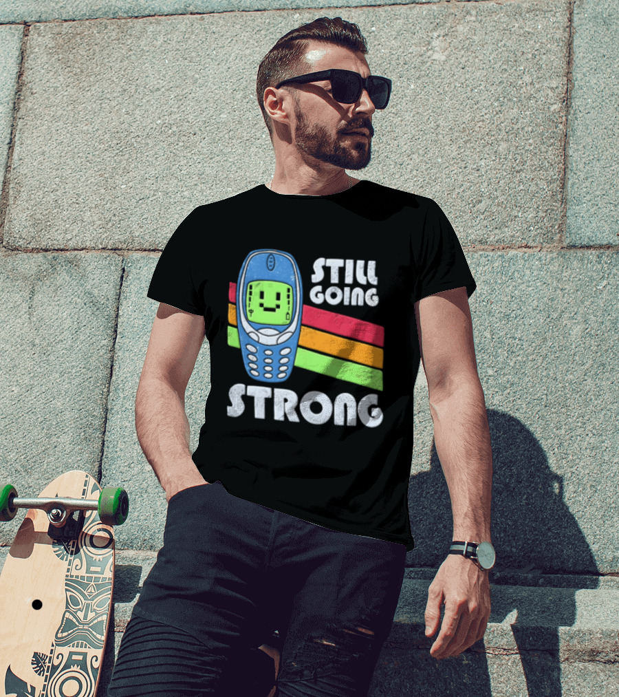 Still Going Strong Retro Mobile Phone Green Screen Vintage Vibes T-Shirt