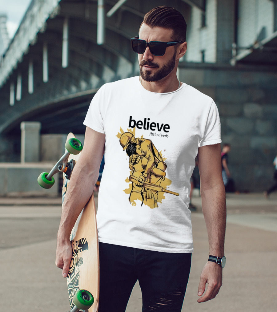 Believe Verb Definition Inspirational Motivation Embrace Cricket Players Hugging T-Shirt
