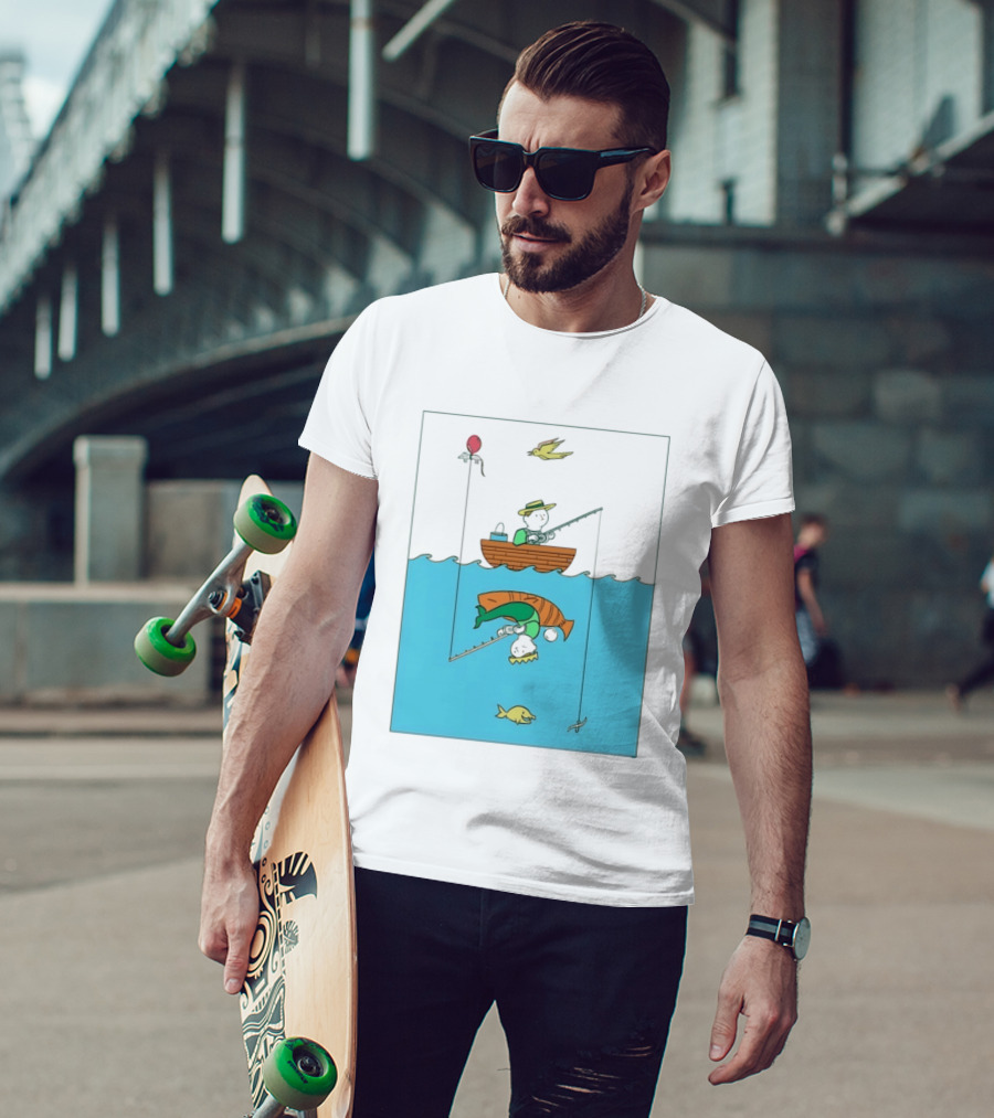 Owenbroadcast Fishing Bear With Turtle And Balloon T-Shirt