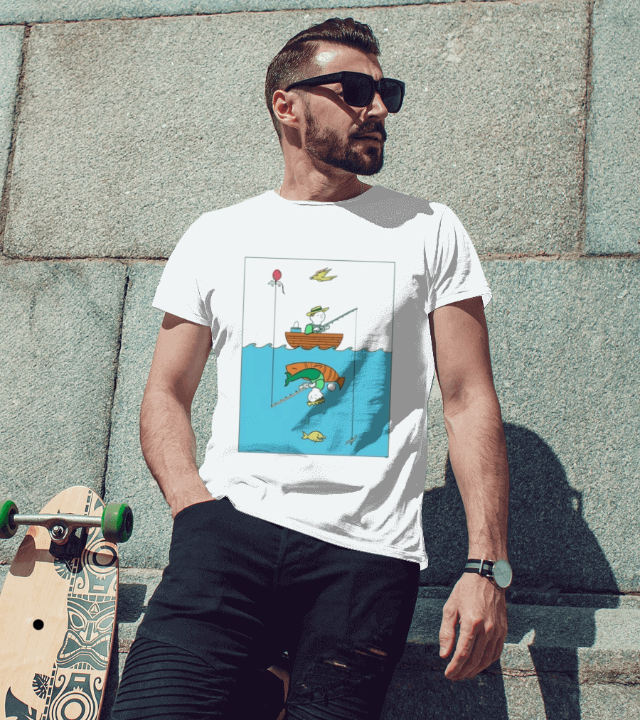 Owenbroadcast Fishing Bear With Turtle And Balloon T-Shirt