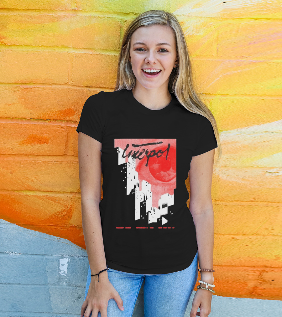 Interpol New York September 27 2026 Tour Cities Skyline Red Moon T-Shirt